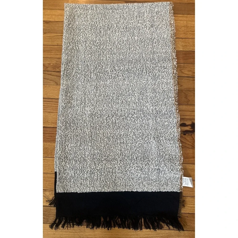 Crate And Barrel Wool Blend Throw Blanket Gray And Blue W 38in X L 71in